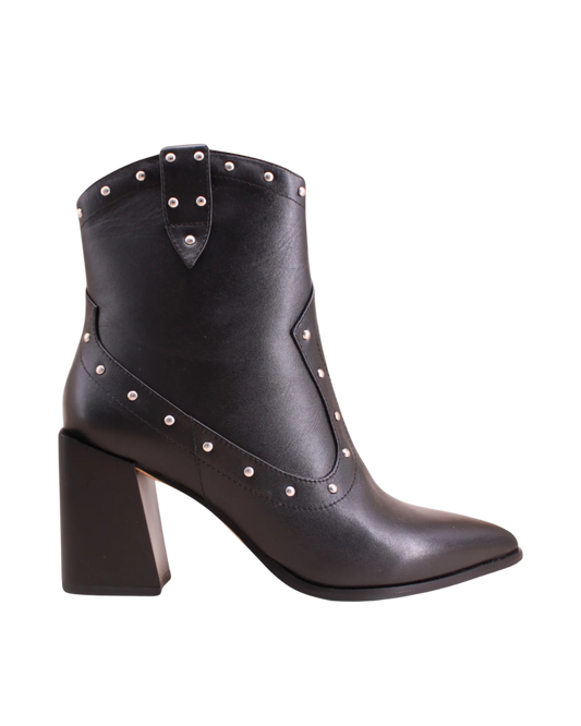 ELENA - botín negro vaquero de piel