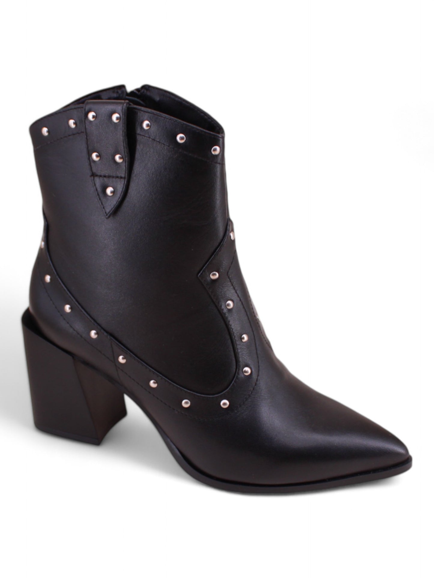 ELENA - botín negro vaquero de piel