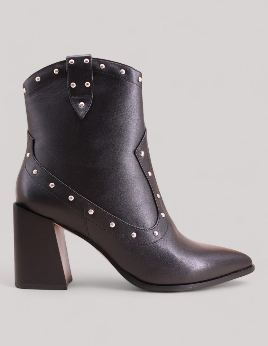 ELENA - botín negro vaquero de piel
